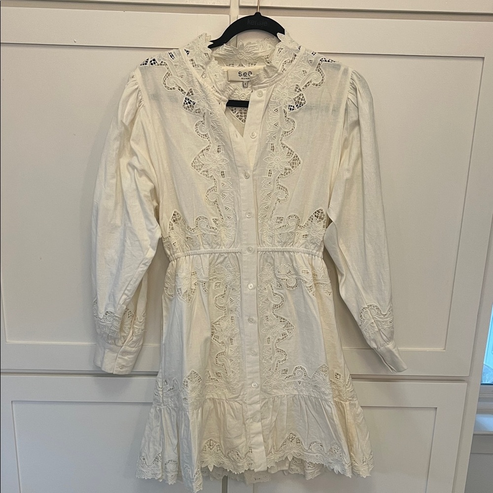 Sea New York Cream Lace Long Sleeve Dress